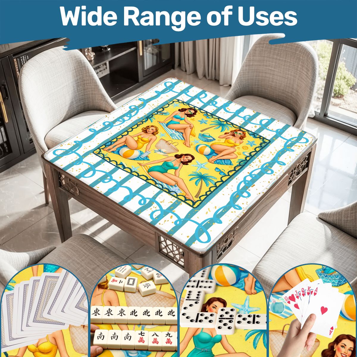 Palm Coast Pinups Mahjong Mat - Splash of Color Co.