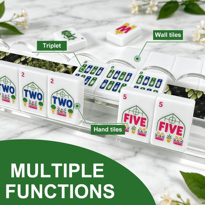 Green SnakeskinExtended Mahjong Rack Set of 4 Scalloped Magnetic Tile Pusher 20' - Splash Of Mahj And Color Co.