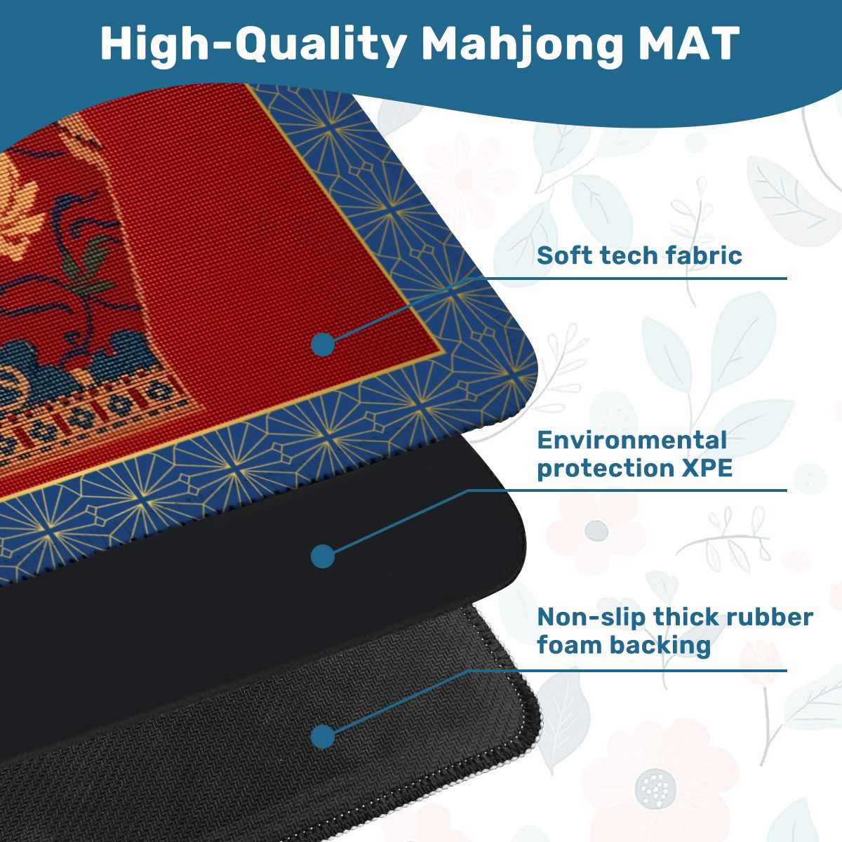 Chinoiserie Ginger Jar Faux Needlepoint Mahjong Mat - Splash of Color Co.