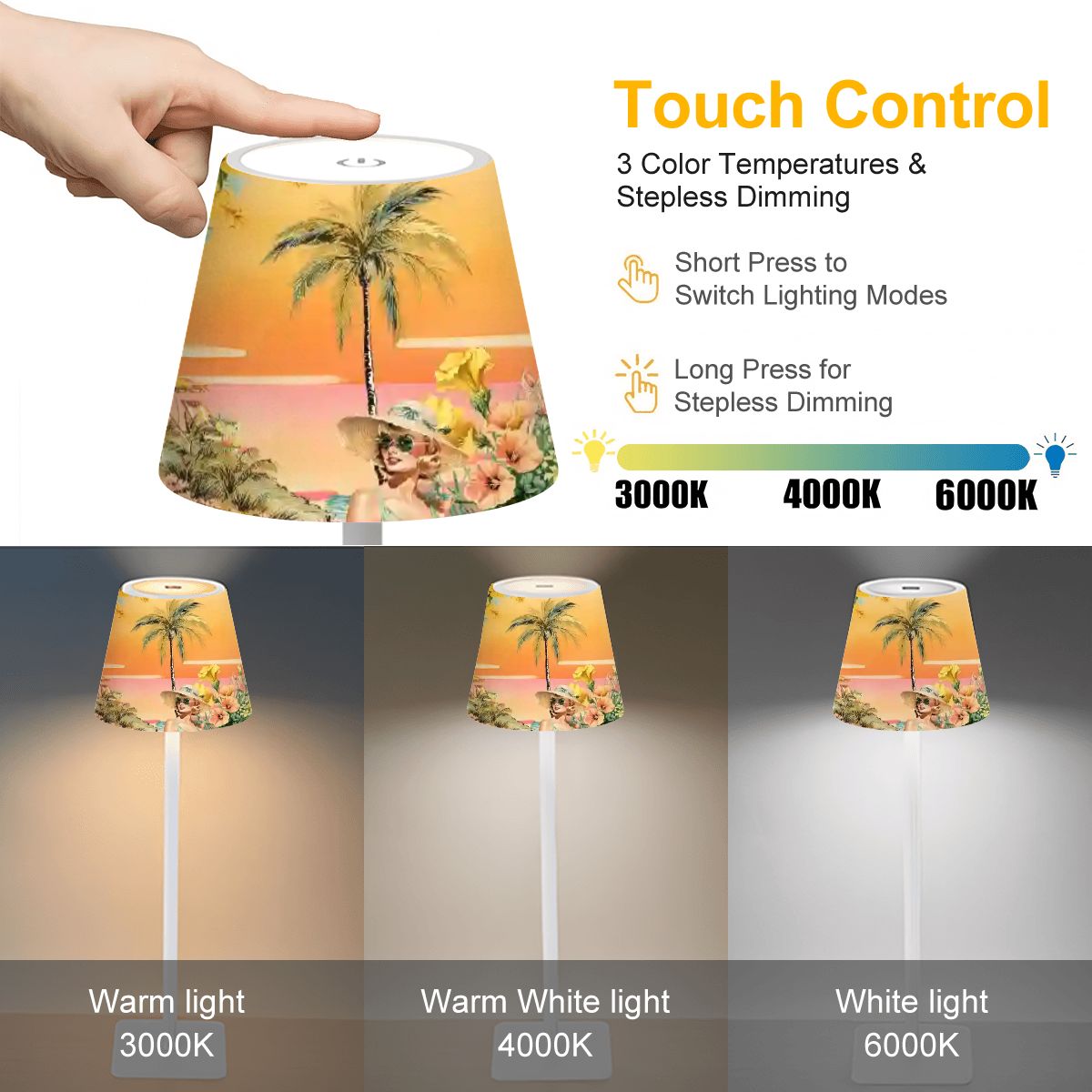 Vintage Heritage Sunset Mahjong LED Cordless Table Lamp - Splash of Color Co.