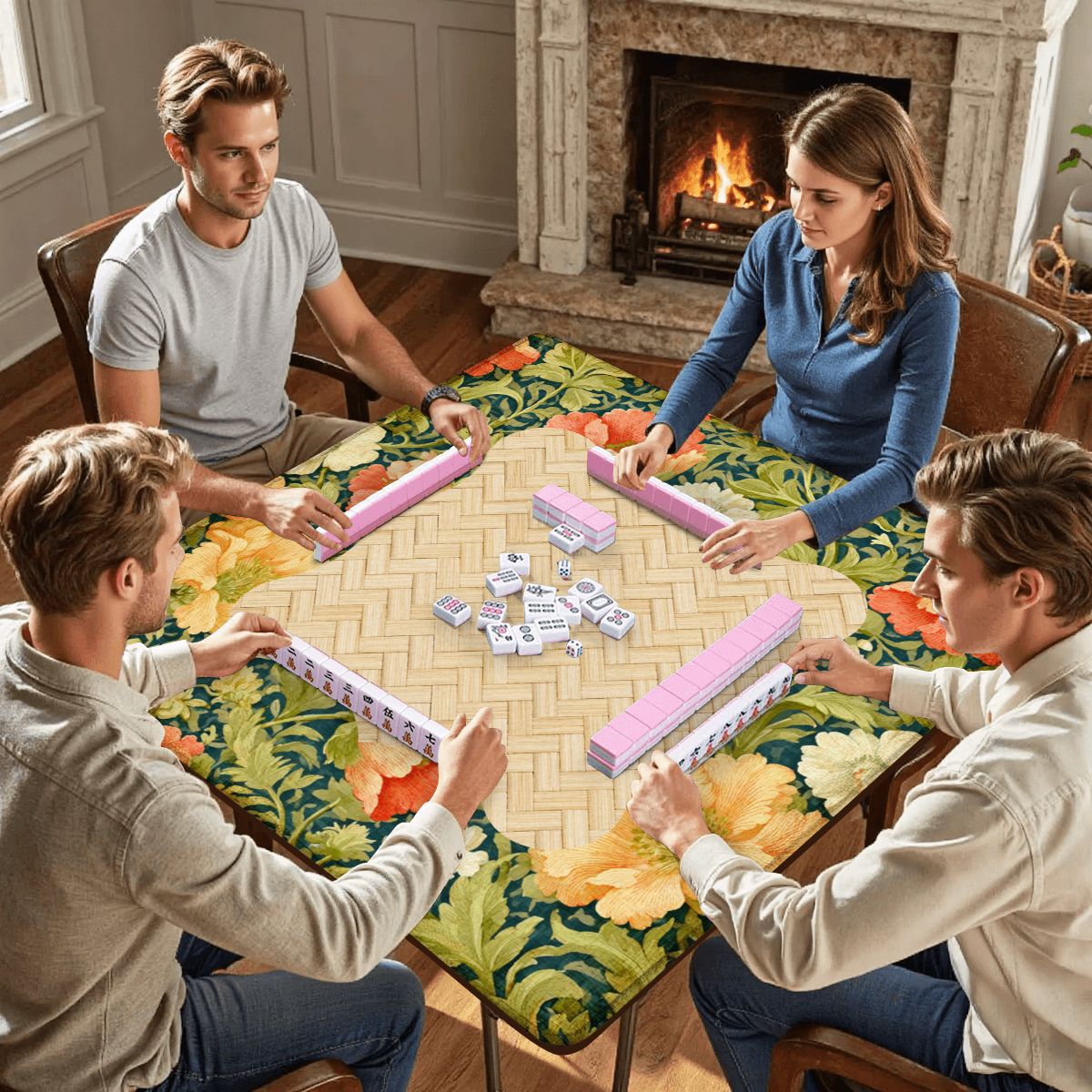 William Morris Limonegreen Floral Arts And Crafts Mahjong Mat