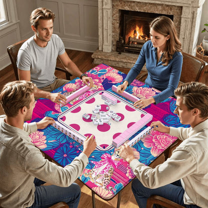 Cheetah Dynasty Pink Pagoda Mahjong Mat - Splash of Color Co.