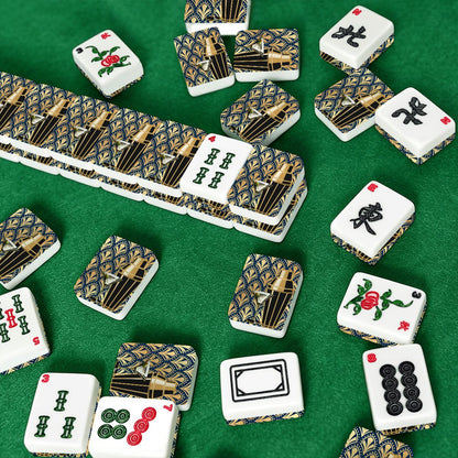 Midnight Blue Art Deco American Mahjong Tiles And Carry Case