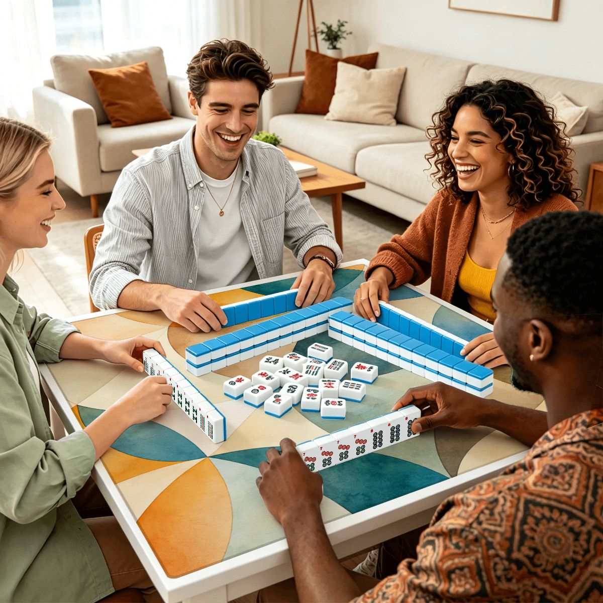 Art Deco Dayz Mahjong Mat Sleek Surface - Splash Of Mahj And Color Co.