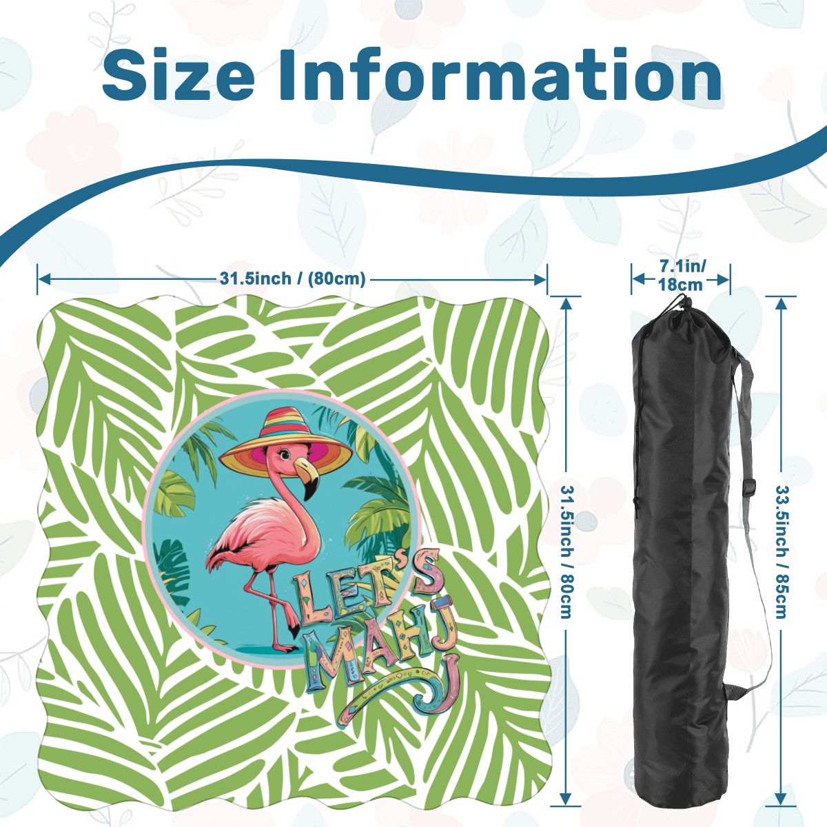 Tropical Flamingo Green And Pink Scalloped Mahjong Mat - Splash of Color Co.