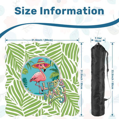 Tropical Flamingo Green And Pink Scalloped Mahjong Mat - Splash of Color Co.