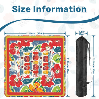 Mahjong Mat Floral Heritage Burst Of Color, Red, Teal Orange Green Tropical Mahj Mat