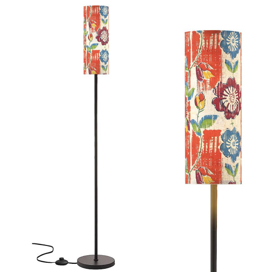 Heritage Floral Colorful Bohemian Blue Coral Modern Floor Lamp Modern