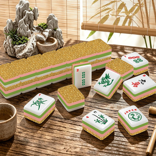 Art Deco Gold Glitz 4Layer American Mahjong Tiles Set And Carry Case - Splash Of Mahj And Color Co.