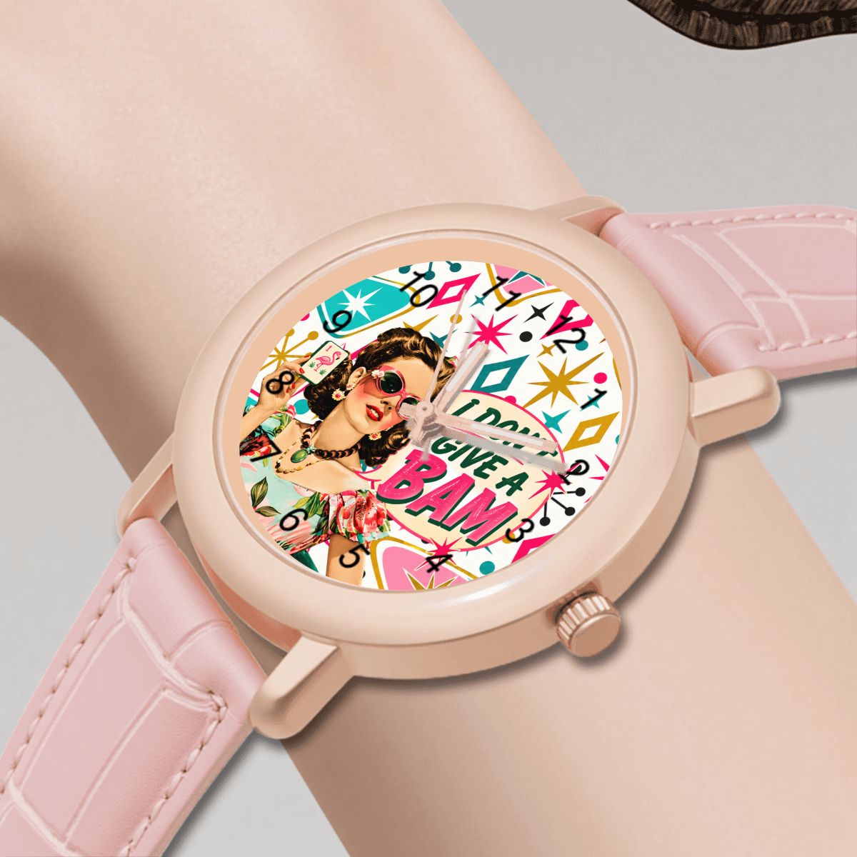 Mahjong Funny I Don't Give A Bam Women's Leather Watch - Splash Of Mahj And Color Co.