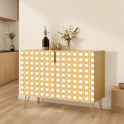 Vintage Cane Mahjong Tiles And Accessories Sideboard Credenza Cabinet - Splash Of Mahj And Color Co.