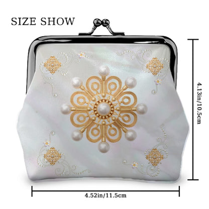 Mother Of Pearl Vintage Brooch Women's Leather Kiss Lock Coin Purse