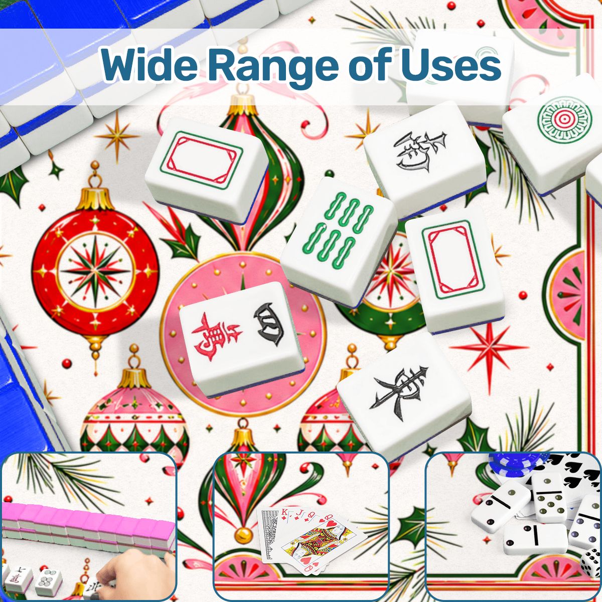 Shiny Brite Vintage Christmas Ornaments Mahjong Holiday Mat