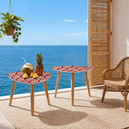 Art Deco Modern Nesting Tables In Burgundy And Gold - Splash of Color Co.