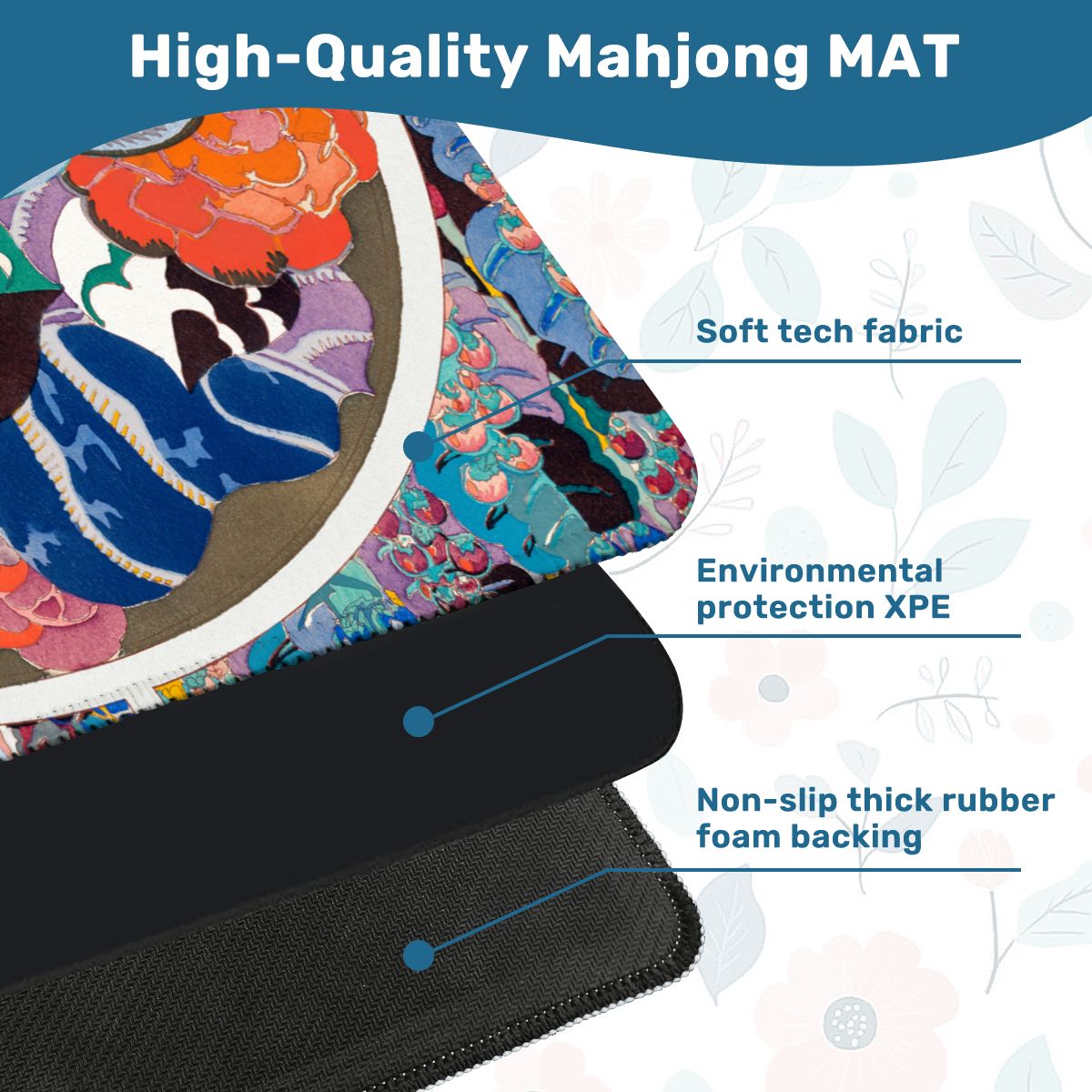 Art Deco Floral Bouquet Mahjong Mat - Splash of Color Co.