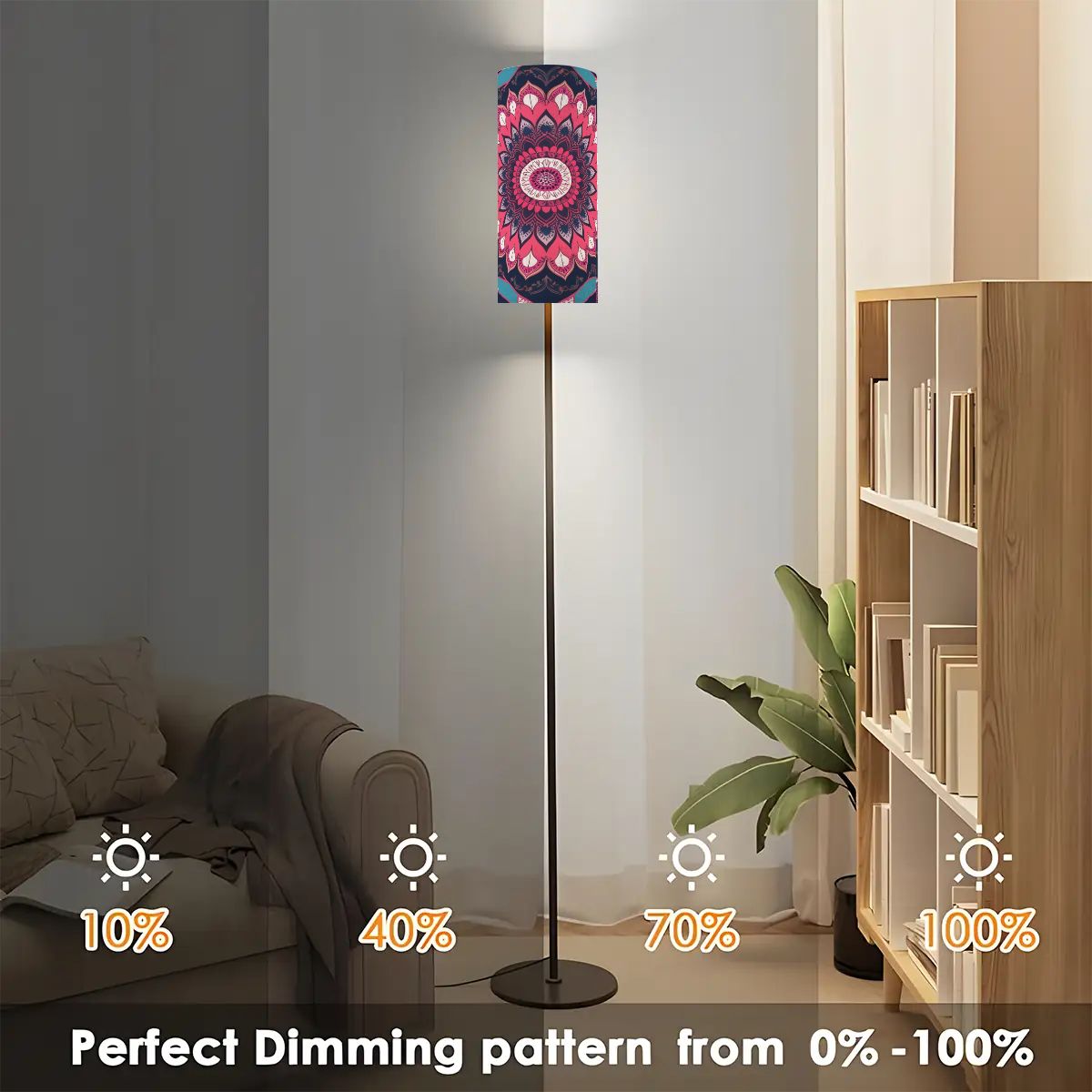 Modern Bohemian Mandala Book Nook Floor Lamp - Splash of Color Co.