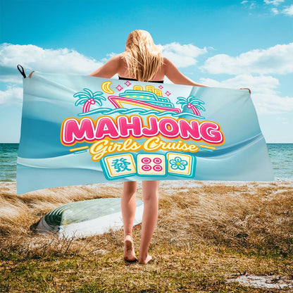 Mahjong Girls Cruise, Pool Beach Microfiber Quick Dry Towel - Splash of Color Co.