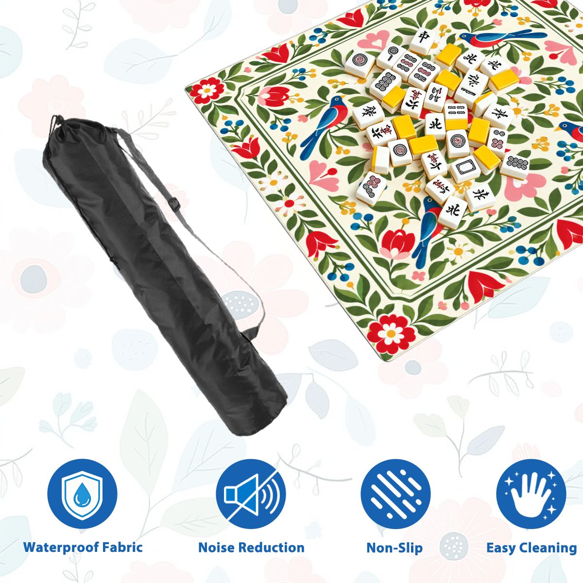 Modern Nordic Scandinavian Folk Art Mahjong Mat Sleek Surface - Splash Of Mahj And Color Co.