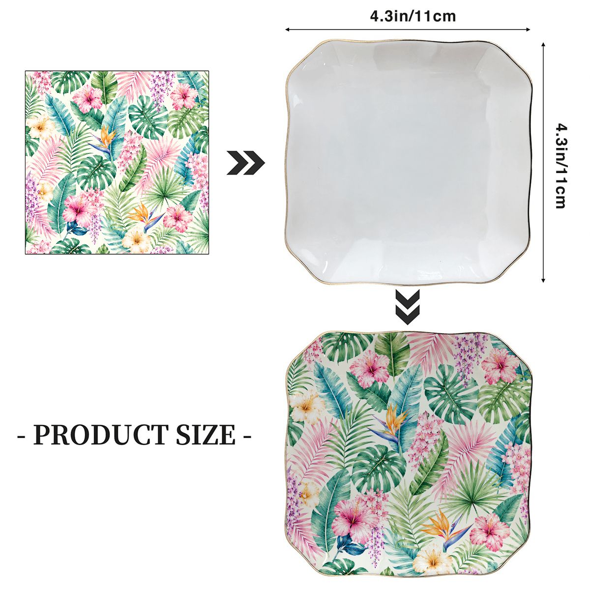 Pastel Jungle Scalloped Ceramic Mahjong Dice Tray
