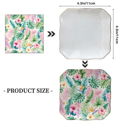 Pastel Jungle Scalloped Ceramic Mahjong Dice Tray