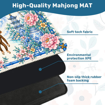 Monkey See, Monkey Mahj Chinoiserie Mahjong Mat - Splash Of Mahj And Color Co.