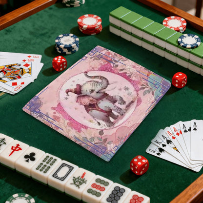 Tilly Tusk Magical Asian Elephant Garden 4 Mahjong Card Holder with Line Finder - Splash of Color Co.