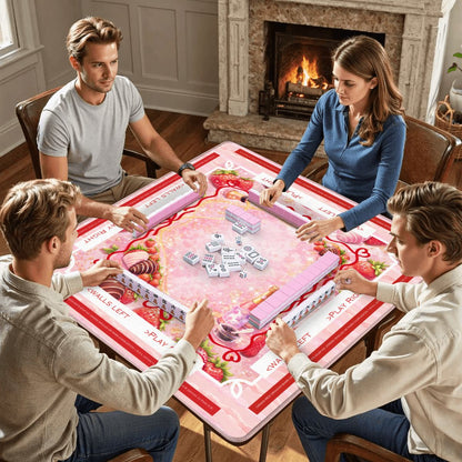 Strawberries And Bubbly Mahjong Mat With Instructions - Splash of Color Co.