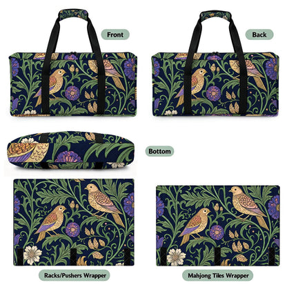 William Morris Inspired Quilted Mahjong Bag Set 3 Pcs - Splash Of Mahj And Color Co.