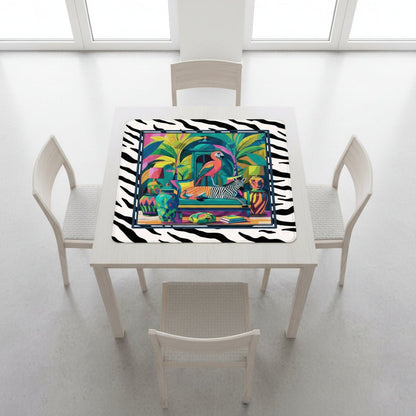 Wild Thang Animal Print Mahjong Mat 33"x33" (Ship Rolled up) - Splash of Color Co.