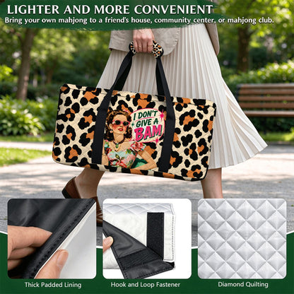 Funny Mahjong Leopard Print I Don't Give A Bam Quilted Mahjong Bag Set 3 - Splash Of Mahj And Color Co.