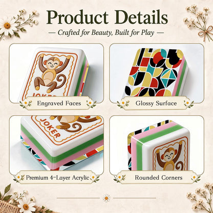 Modern Geometric Scandi  Folk American Mahjong Tiles  4 Layer And Carry Case