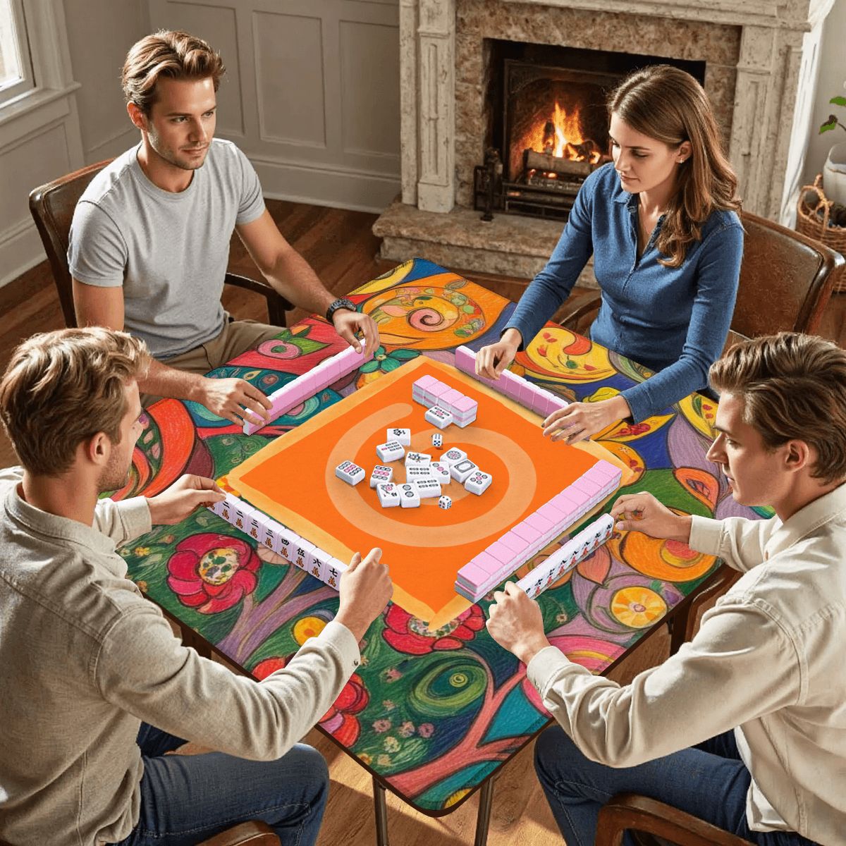 Klimt Watercolor Abstract Designed Mahjong Mat - Splash Of Mahj And Color Co.