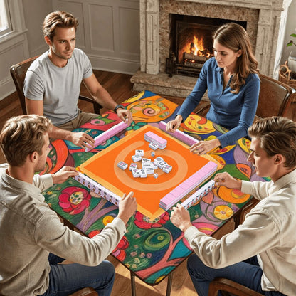 Klimt Watercolor Abstract Designed Mahjong Mat - Splash Of Mahj And Color Co.