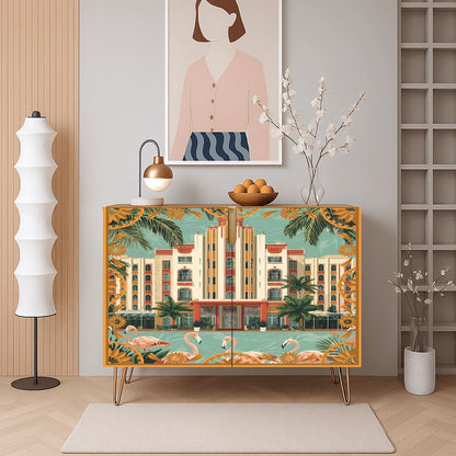 Art Deco Old World Florida Modern Wooden Storage Cabinet - Splash of Color Co.