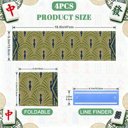 Art Deco Designed, Green, Roayl Blue 4 Mahjong Card Holder with Line Finder - Splash of Color Co.