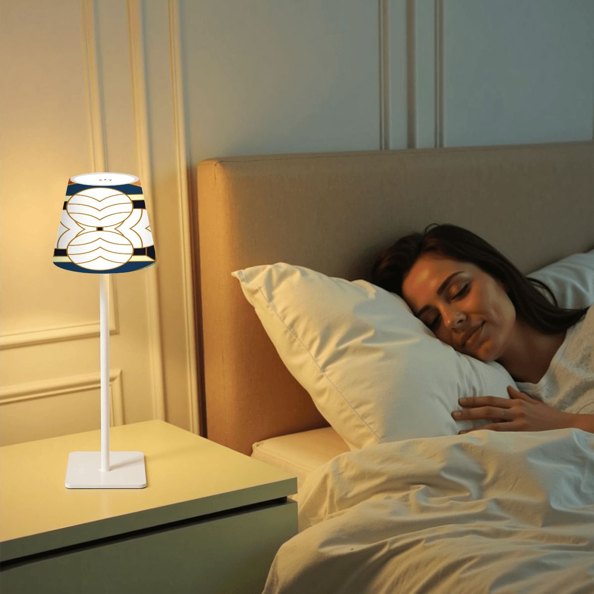 Art Deco Modern Geometric Mahjong LED Cordless Table Lamp - Splash of Color Co.