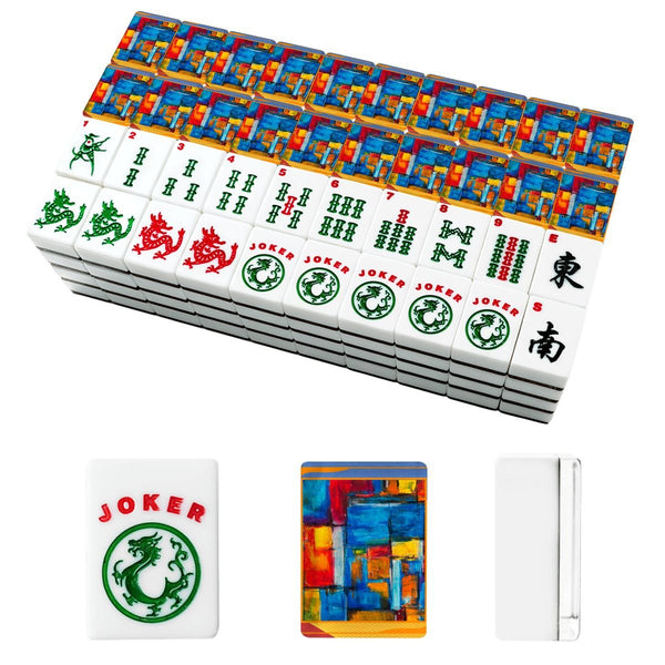 Modernist Contemporary American Mahjong Tiles With Carry Case - Splash of Color Co.