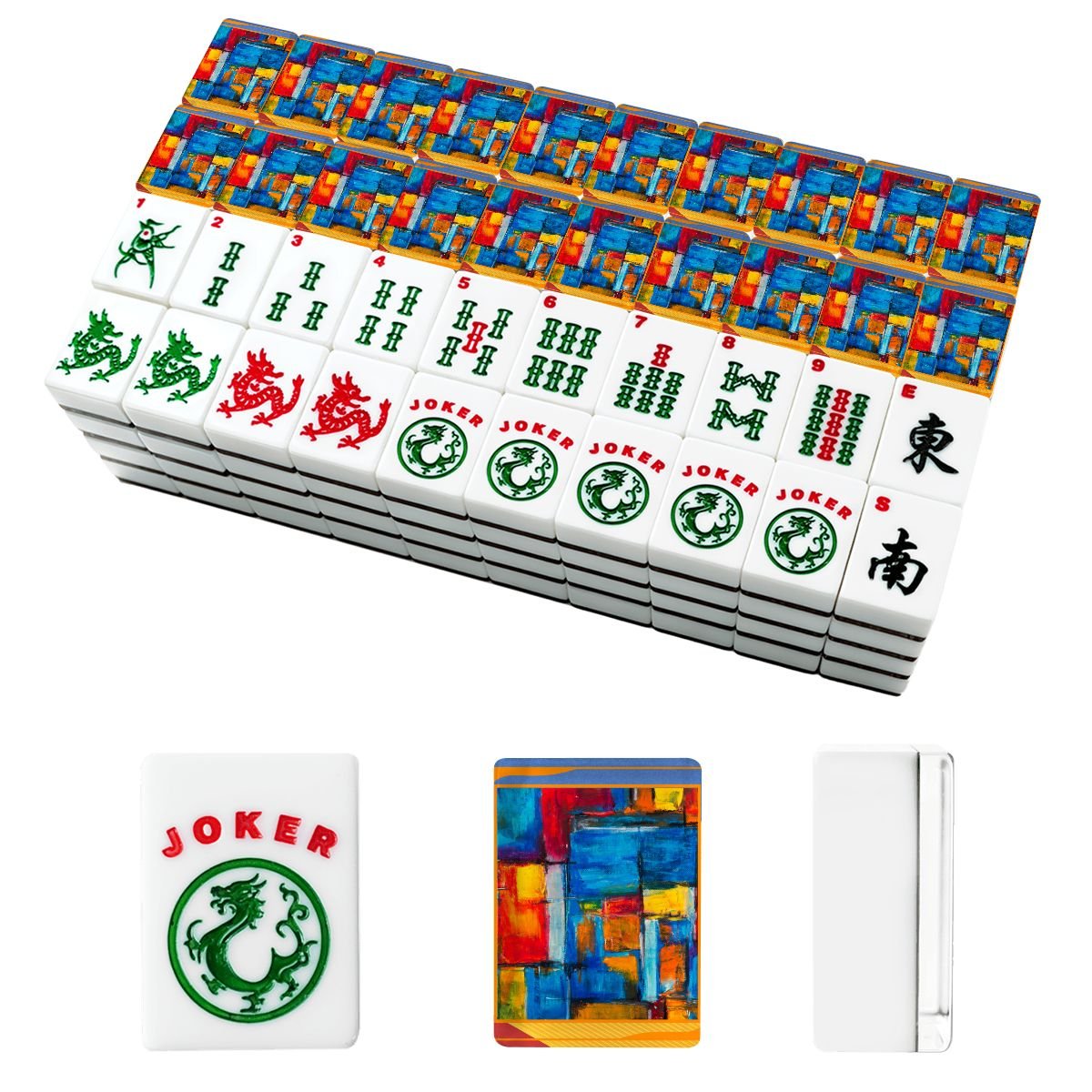 Modernist Contemporary American Mahjong Tiles With Carry Case - Splash of Color Co.