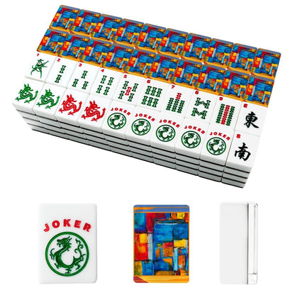 Modernist Contemporary American Mahjong Tiles With Carry Case - Splash of Color Co.