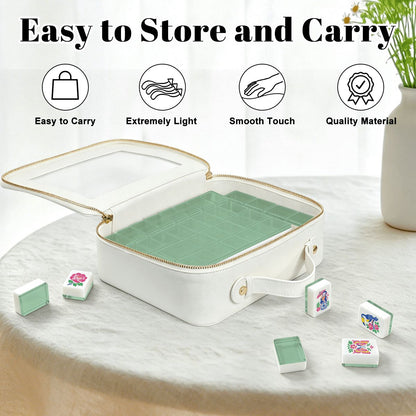 Mint Green Chinoiserie American Mahjong Tiles And Carry Case - Splash Of Mahj And Color Co.