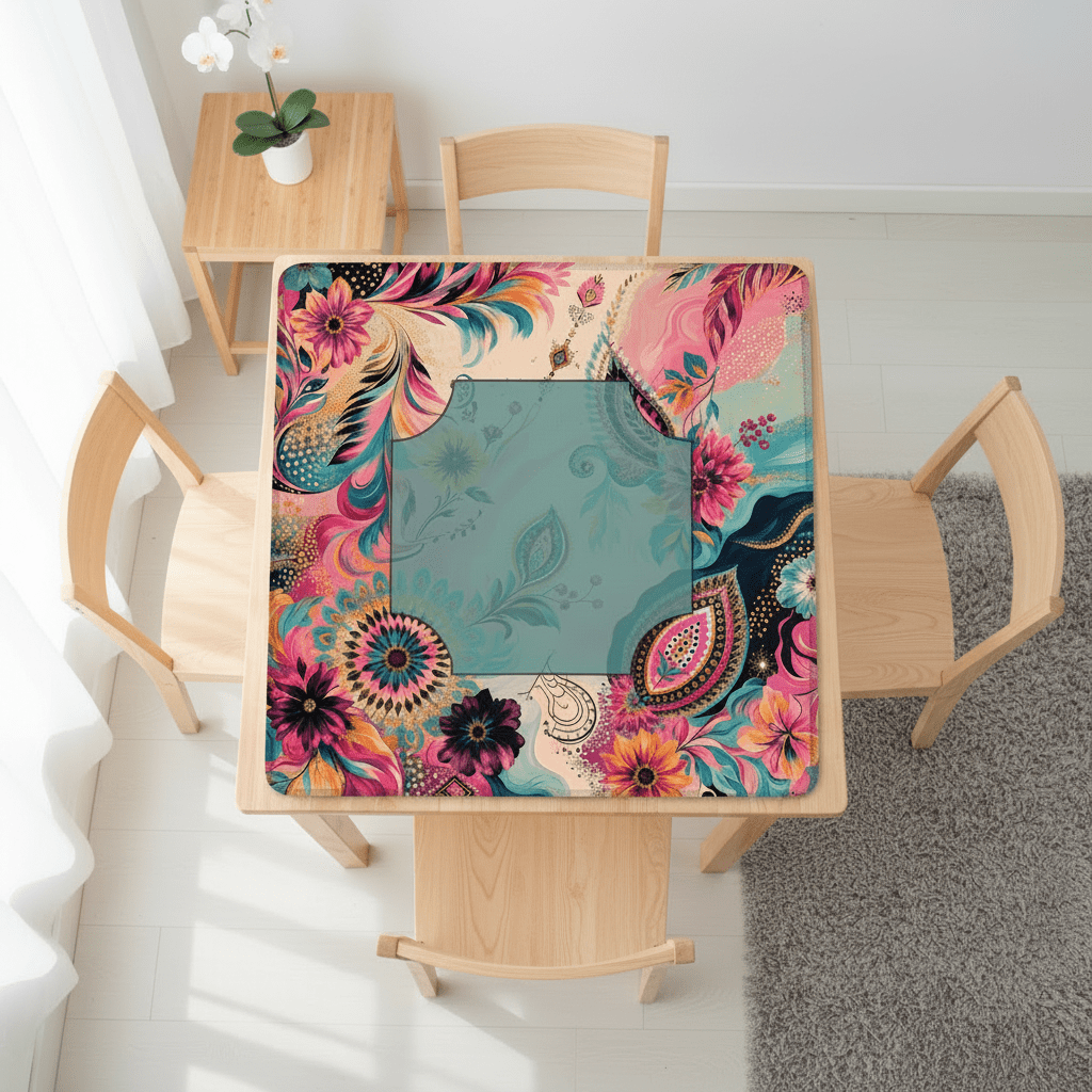 Boho Floral Infusion Bejeweled Edition 2 Mahjong Mat - Splash Of Mahj And Color Co.