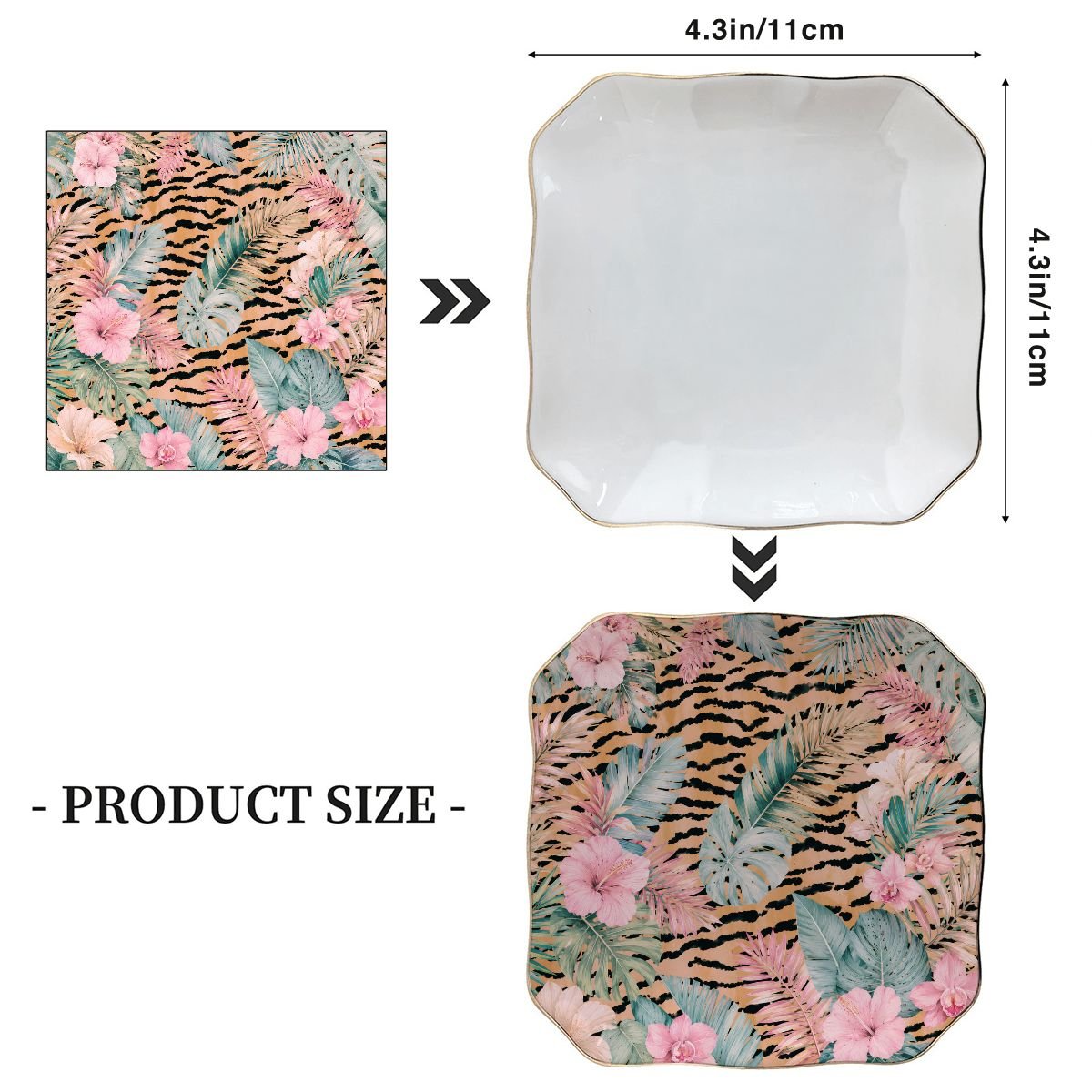 Tropical Jungle Tiger'es Scalloped Ceramic Mahjong Dice Tray - Splash Of Mahj And Color Co.