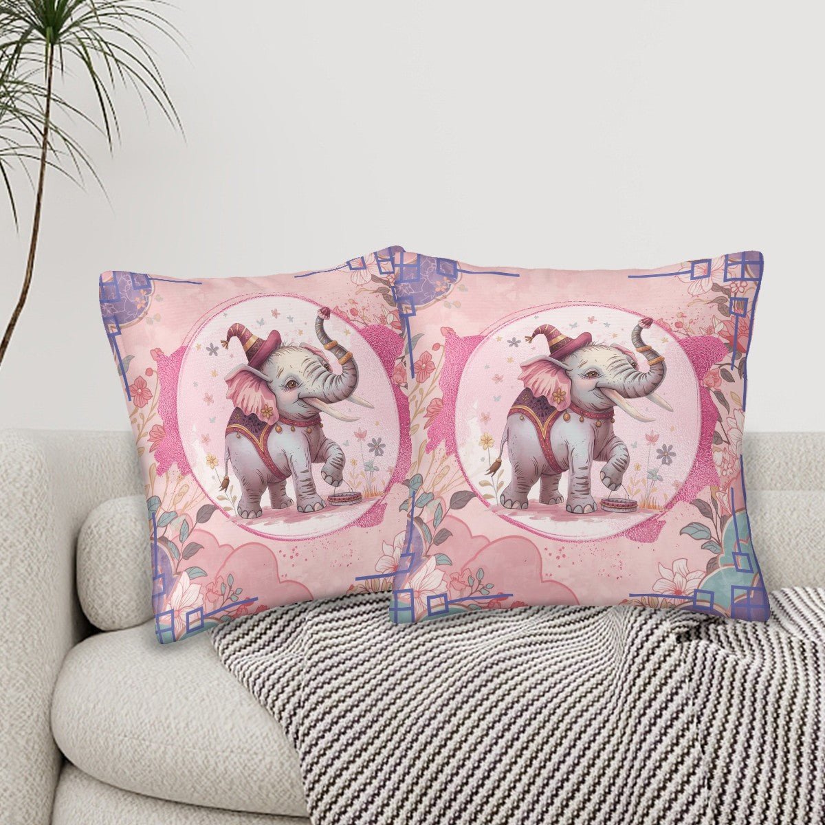 Asian Elephant Tilly Tusk Garden Pillow Covers - Splash of Color Co.