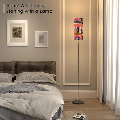 Book Nook Whimsical Hot Pink Floral Floor Lamp Modern Standing Lamp