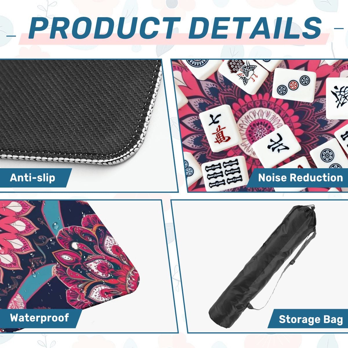 Boho Mandala, Pink, Purple Mahjong Mat - Splash of Color Co.