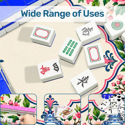 Garden Party Chinoiserie Blue Pink Mahjong Mat