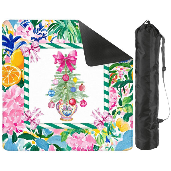 Festive Floral Christmas Tree Mahjong Mat - Splash of Color Co.