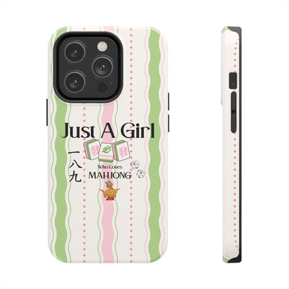Just A Girl Who Loves Mahjong Phone Case | Mahjong Tiles Pattern - Splash of Color Co.