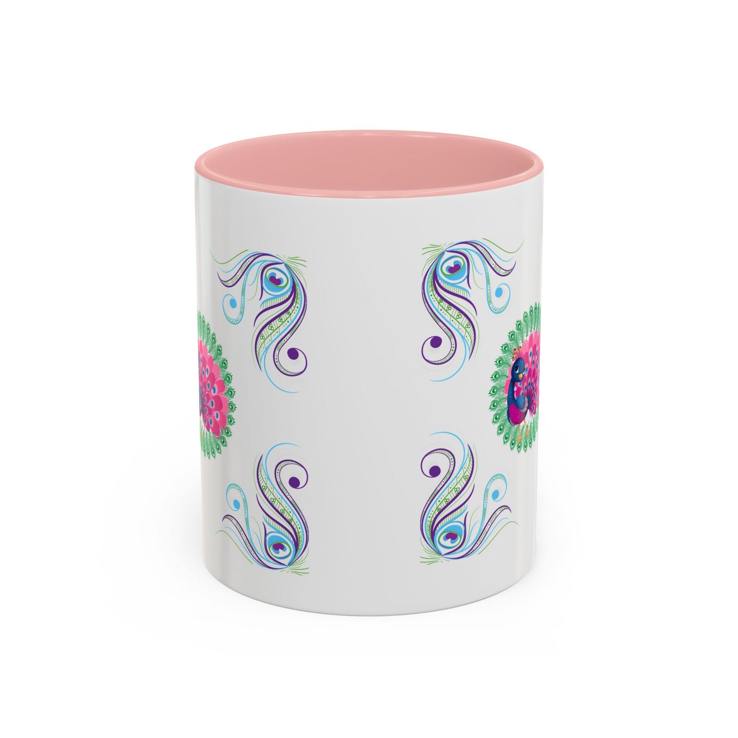 Preppy Peacock Whimsical Pink Green, Purple Coffee Mug - Splash of Color Co.