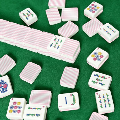 Pink Preppy Pastel Chinoiserie Engraved American Mahjong Tiles And Carry Case